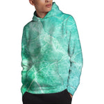 Teal Marble Print Pullover Hoodie