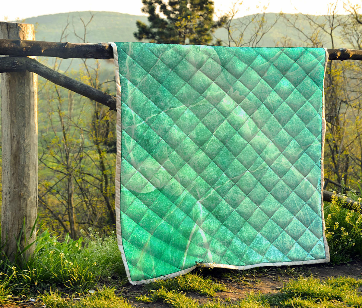 Teal Marble Print Quilt