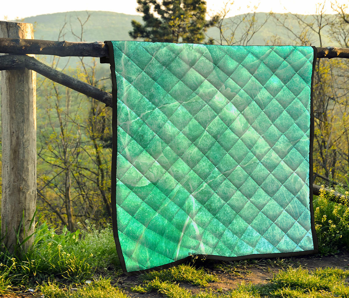 Teal Marble Print Quilt