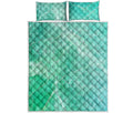 Teal Marble Print Quilt Bed Set