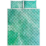 Teal Marble Print Quilt Bed Set