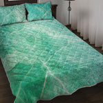 Teal Marble Print Quilt Bed Set