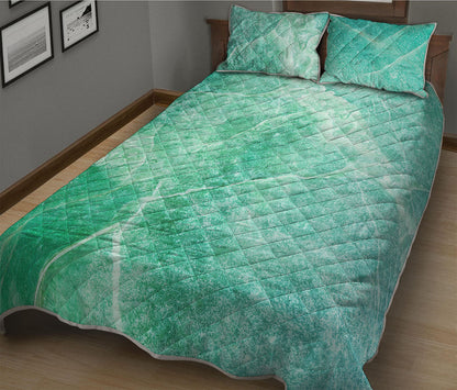 Teal Marble Print Quilt Bed Set