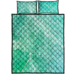 Teal Marble Print Quilt Bed Set
