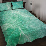 Teal Marble Print Quilt Bed Set