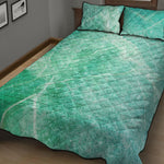 Teal Marble Print Quilt Bed Set