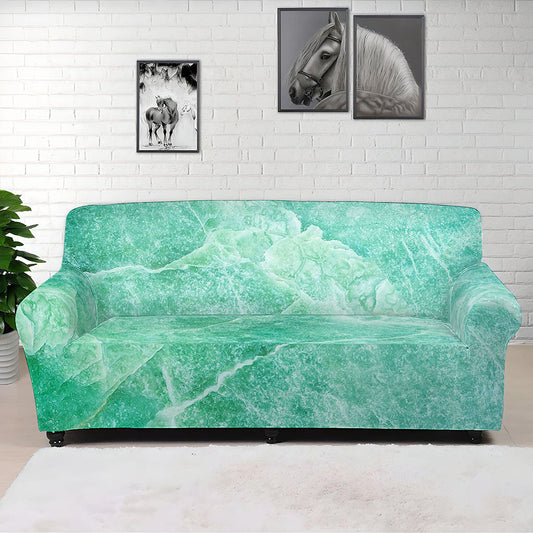 Teal Marble Print Sofa Cover