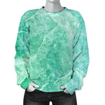 Teal Marble Print Women's Crewneck Sweatshirt GearFrost