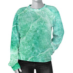 Teal Marble Print Women's Crewneck Sweatshirt GearFrost