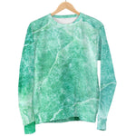 Teal Marble Print Women's Crewneck Sweatshirt GearFrost
