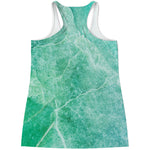 Teal Marble Print Women's Racerback Tank Top