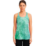 Teal Marble Print Women's Racerback Tank Top
