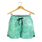 Teal Marble Print Women's Shorts