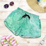 Teal Marble Print Women's Shorts