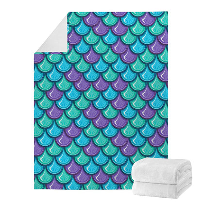 Teal Mermaid Scales Pattern Print Blanket