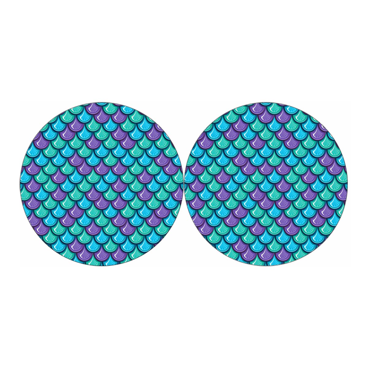 Teal Mermaid Scales Pattern Print Car Coasters