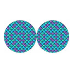 Teal Mermaid Scales Pattern Print Car Coasters