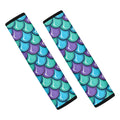 Teal Mermaid Scales Pattern Print Car Seat Belt Covers