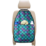 Teal Mermaid Scales Pattern Print Car Seat Organizers