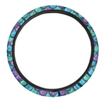 Teal Mermaid Scales Pattern Print Car Steering Wheel Cover