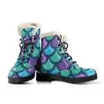 Teal Mermaid Scales Pattern Print Comfy Boots GearFrost