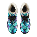Teal Mermaid Scales Pattern Print Comfy Boots GearFrost