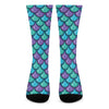 Teal Mermaid Scales Pattern Print Crew Socks