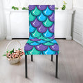 Teal Mermaid Scales Pattern Print Dining Chair Slipcover