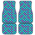 Teal Mermaid Scales Pattern Print Front and Back Car Floor Mats