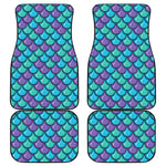 Teal Mermaid Scales Pattern Print Front and Back Car Floor Mats