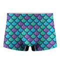 Teal Mermaid Scales Pattern Print Men's Boxer Briefs