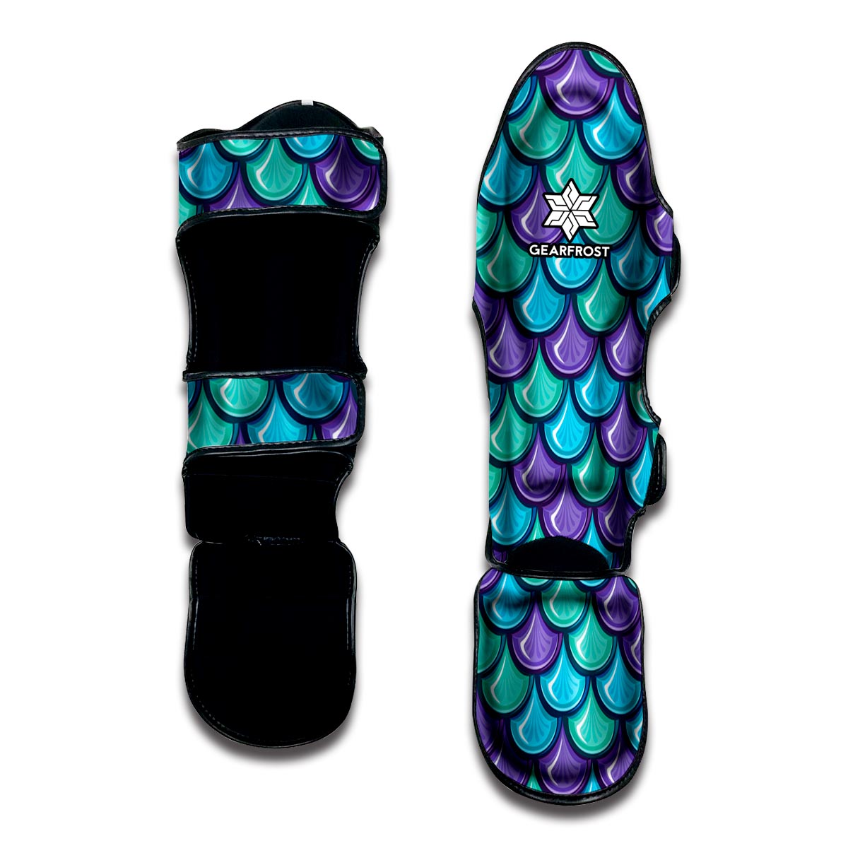 Teal Mermaid Scales Pattern Print Muay Thai Shin Guard