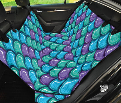 Teal Mermaid Scales Pattern Print Pet Car Back Seat Cover