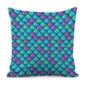 Teal Mermaid Scales Pattern Print Pillow Cover