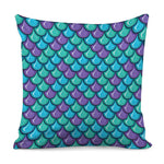 Teal Mermaid Scales Pattern Print Pillow Cover