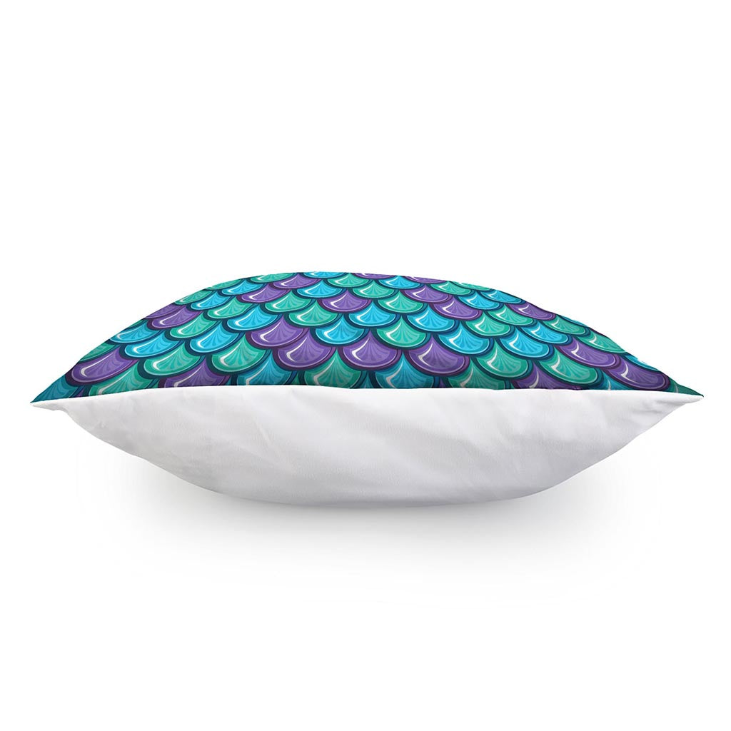 Teal Mermaid Scales Pattern Print Pillow Cover