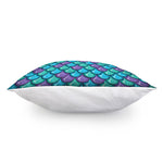 Teal Mermaid Scales Pattern Print Pillow Cover