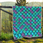 Teal Mermaid Scales Pattern Print Quilt