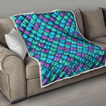 Teal Mermaid Scales Pattern Print Quilt