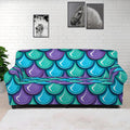 Teal Mermaid Scales Pattern Print Sofa Cover