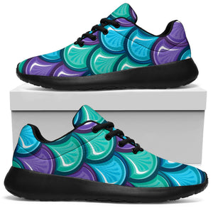 Teal Mermaid Scales Pattern Print Sport Shoes GearFrost