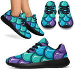 Teal Mermaid Scales Pattern Print Sport Shoes GearFrost