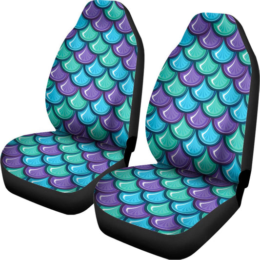 Teal Mermaid Scales Pattern Print Universal Fit Car Seat Covers