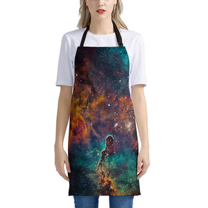 Teal Orange Universe Galaxy Space Print Apron