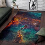 Teal Orange Universe Galaxy Space Print Area Rug GearFrost