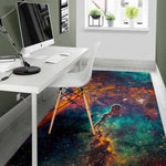 Teal Orange Universe Galaxy Space Print Area Rug GearFrost