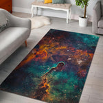 Teal Orange Universe Galaxy Space Print Area Rug GearFrost