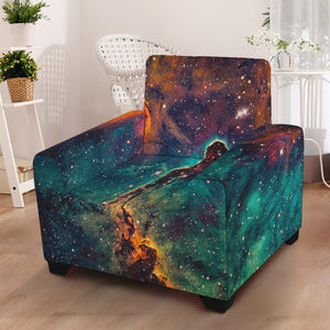 Teal Orange Universe Galaxy Space Print Armchair Slipcover