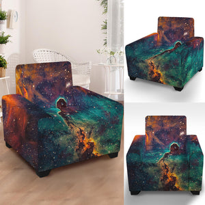 Teal Orange Universe Galaxy Space Print Armchair Slipcover