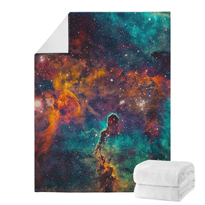Teal Orange Universe Galaxy Space Print Blanket